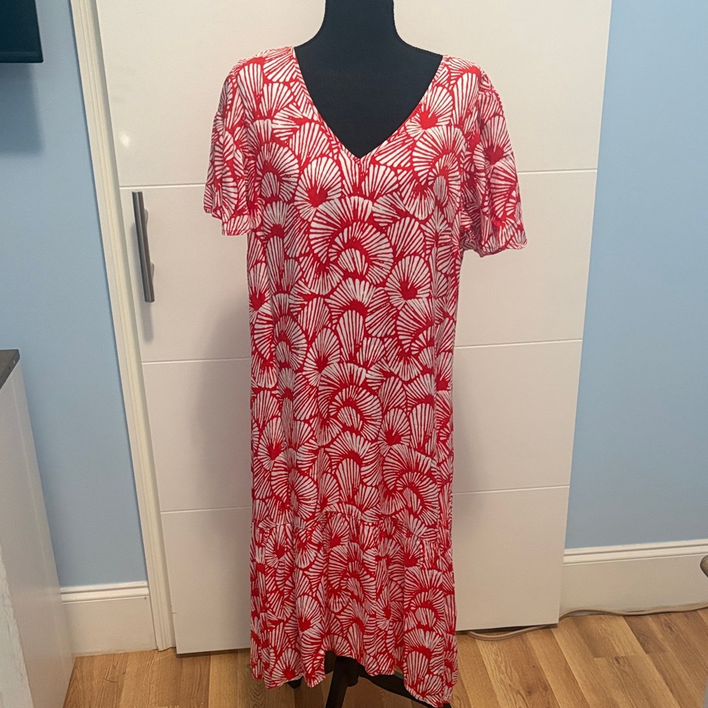Tommy Bahama Shell We Dance Poppy Red and White Dress